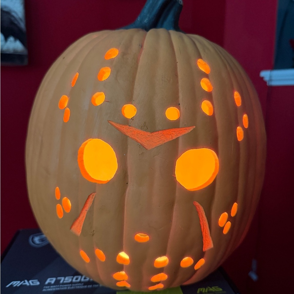 Epic Custom Hand-Carved Jason Voorhees Fun-Kin Pumpkin – Never Spoils!